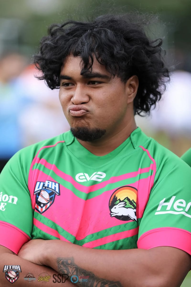 Rabbitahz player puffs his cheeks in a candid moment during the huddle