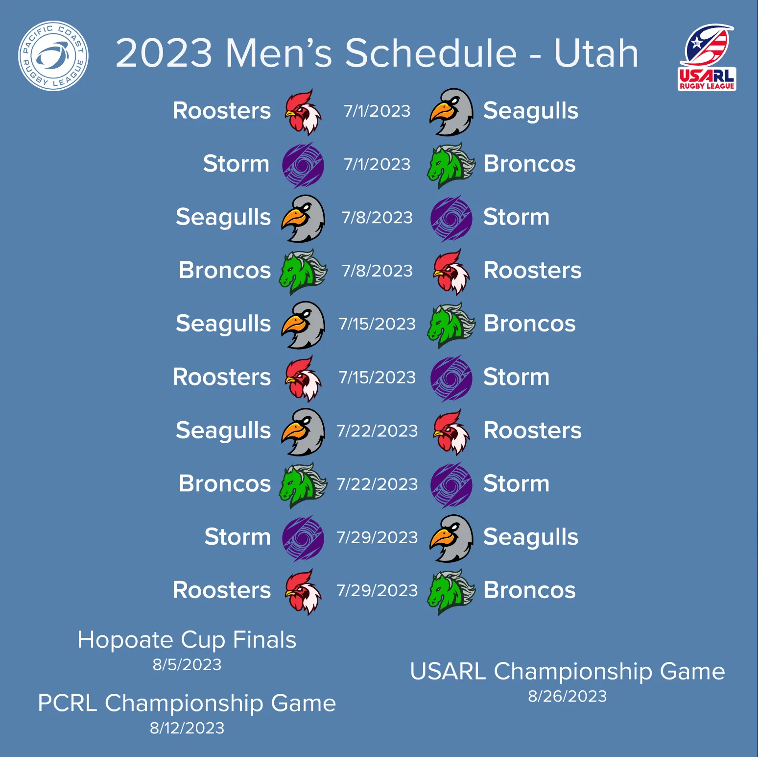 PCRL Unveils Schedule for the 2023 Men’s Rugby Season in Utah